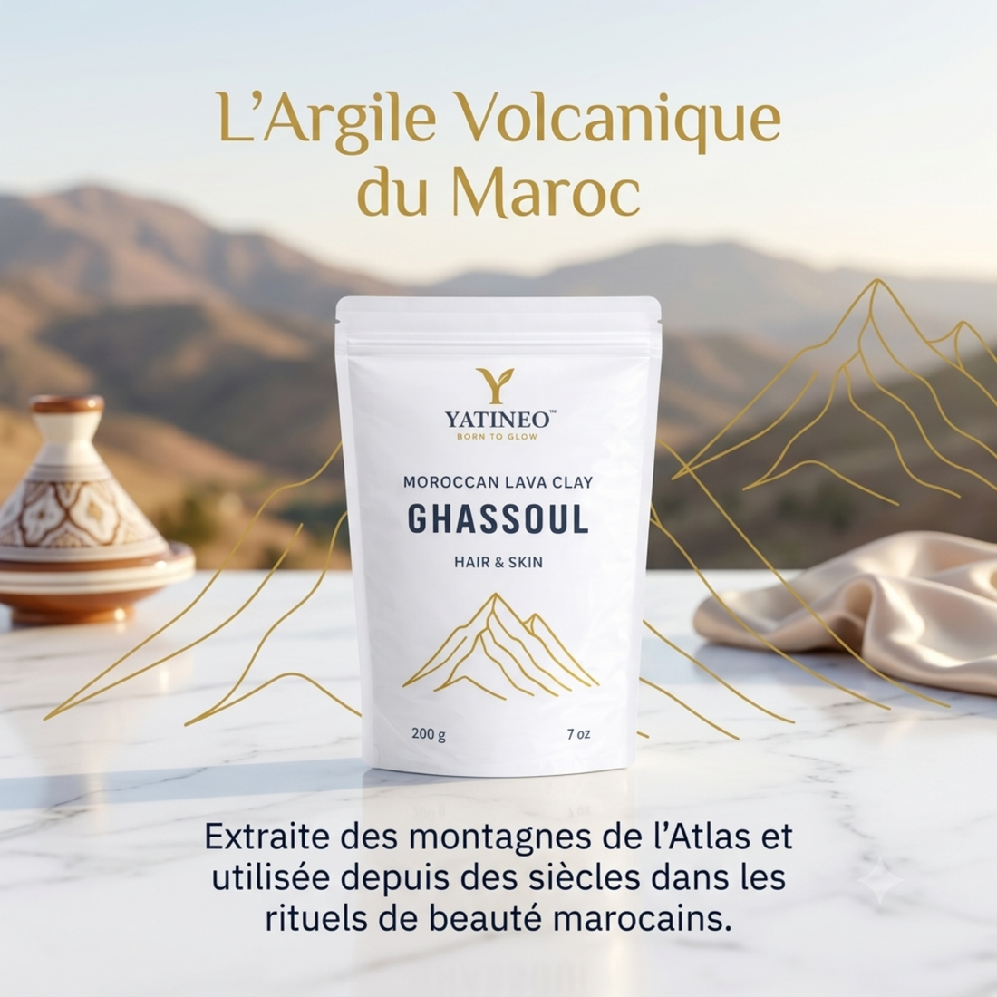 Découvrez le Ghassoul Yatineo : L'Argile Lavante Marocaine au Naturel